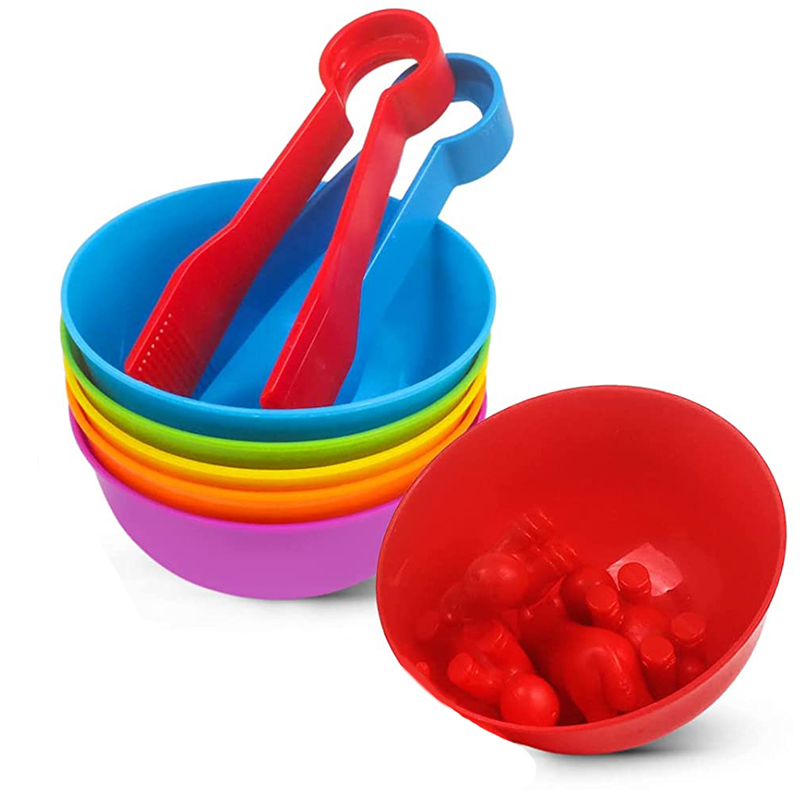 プラスチックボウル6個、ピンセット2個付き、虹色分類、細かい - Kids Toys 2 Year Old のレビューと価格