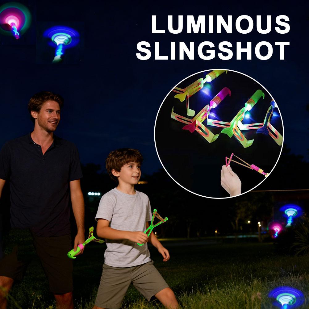 LEDライトアッププロペラ飛行玩具スリングショットランチャー - Kids Toys Helicopter のレビューと価格