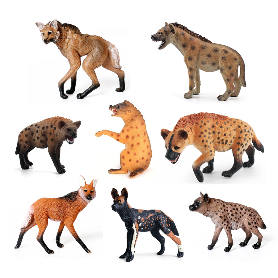 リアルなプラスチック野生動物ハイエナ、たてがみオオカミ、アフ - Kids Toys Under 1 Year のレビューと価格