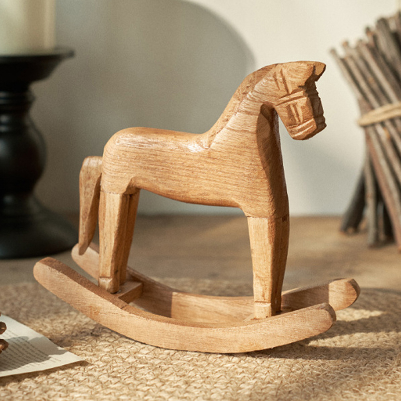 木製工芸品ロッキングホース像バランスアート置物家の装飾子供の - Kids Toys Horse のレビューと価格