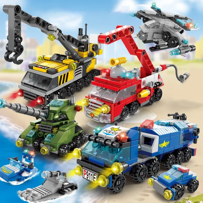 子供のための消防車のビルディングブロック,警察のトラック,エ - Kids Toys Packaging のレビューと価格
