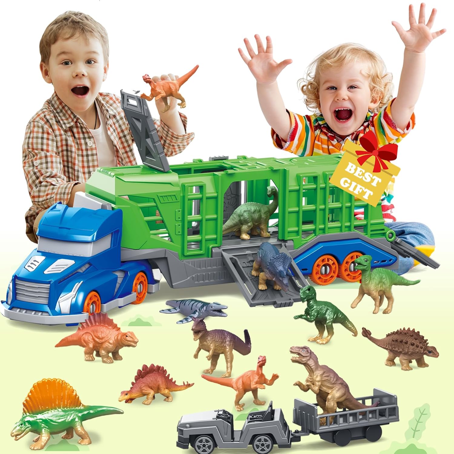 恐竜動物輸送車両おもちゃセットには、輸送車両1台、恐竜または - Kids Toys Under 1 Year のレビューと価格