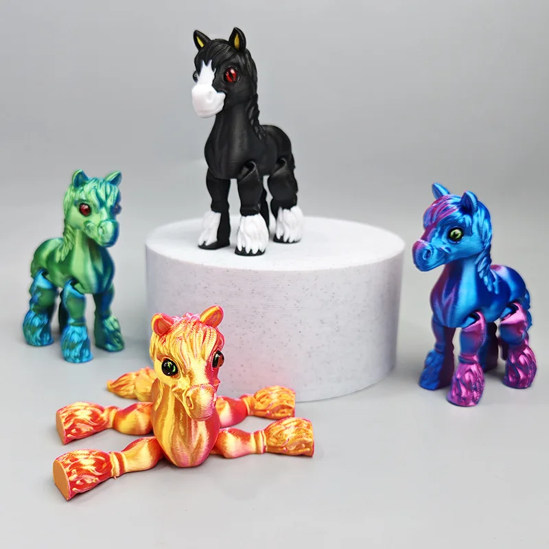3D プリント多関節可動馬動物ミニかわいいストレスリリーフお - Kids Toys Horse のレビューと価格