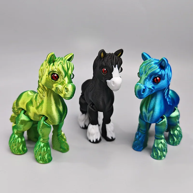 3D プリント多関節可動馬動物ミニかわいいストレスリリーフお - Kids Toys Horse のレビューと価格