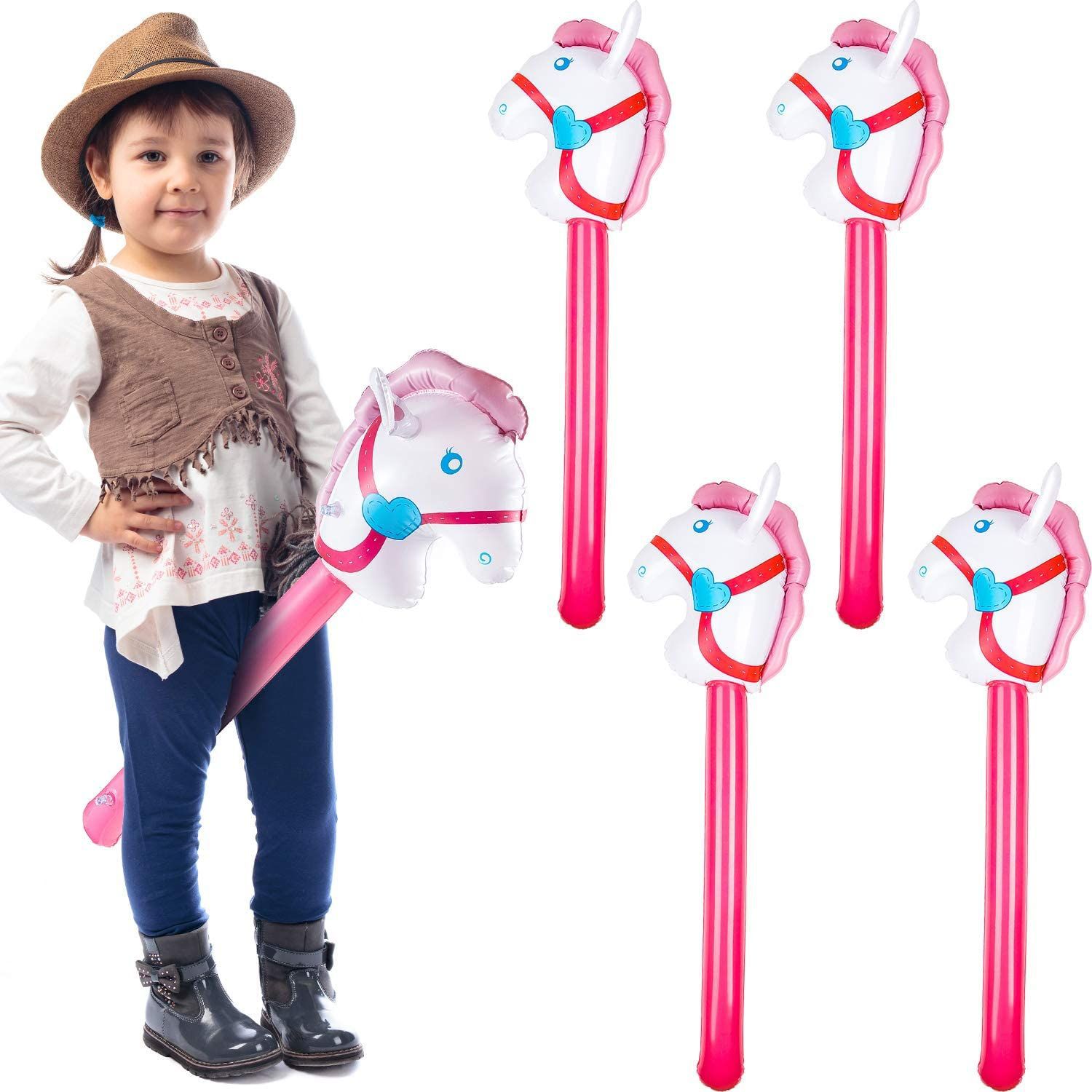 子供のための膨脹可能なきらびやかな風船,虹の頭の形をしたおも - Kids Toys Horse のレビューと価格