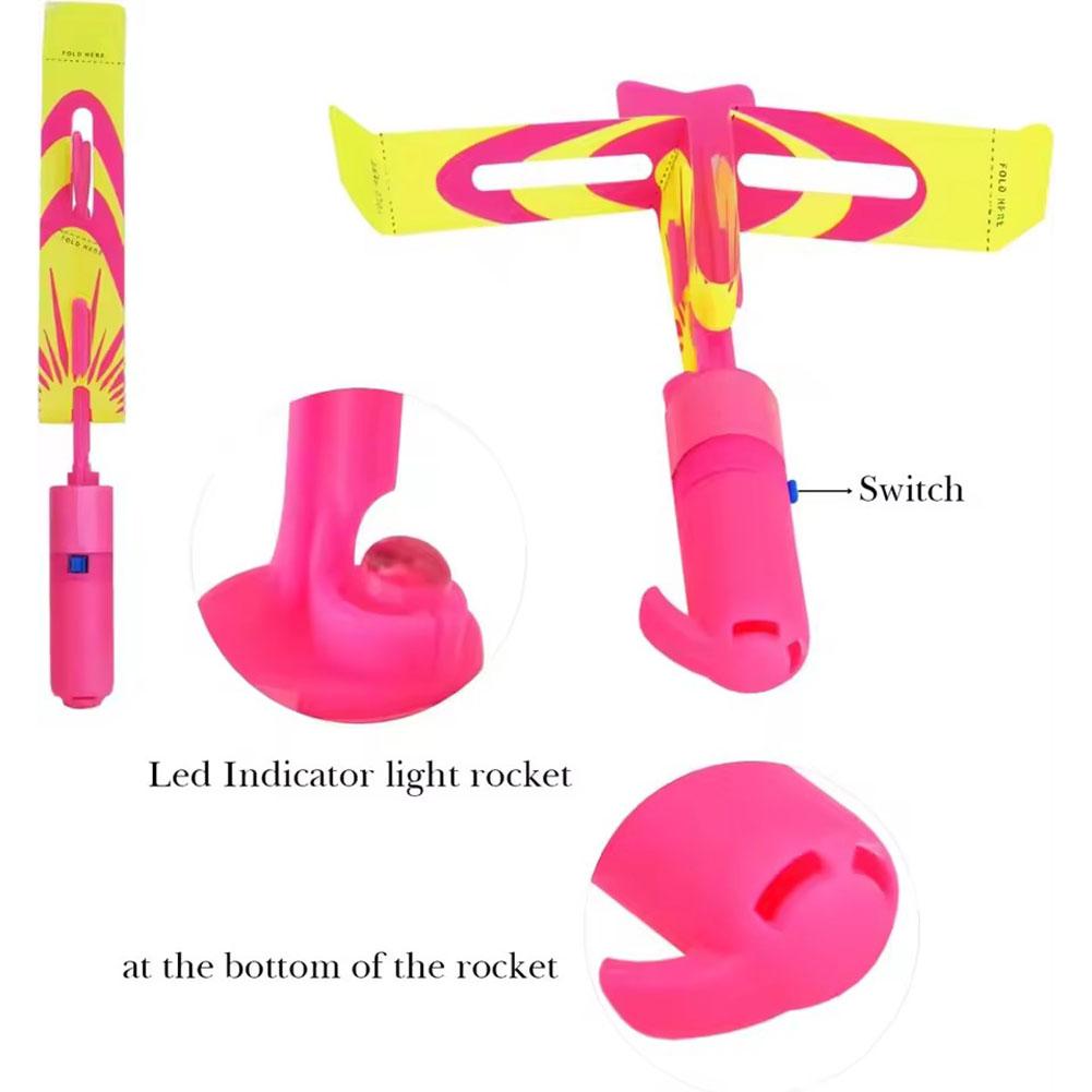 LEDライトアッププロペラ飛行玩具スリングショットランチャー - Kids Toys Helicopter のレビューと価格