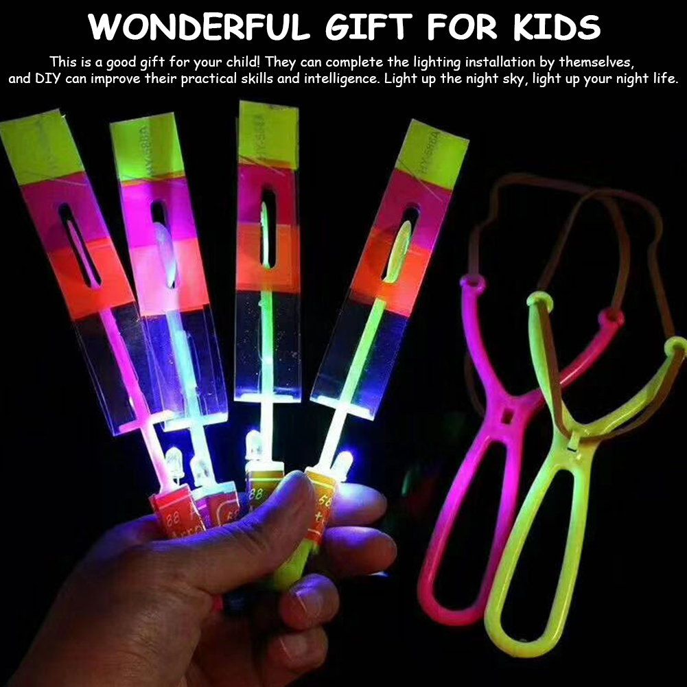 ロケットパチンコ飛行おもちゃ 10 個 LED 矢印ヘリコプ - Kids Toys Helicopter のレビューと価格
