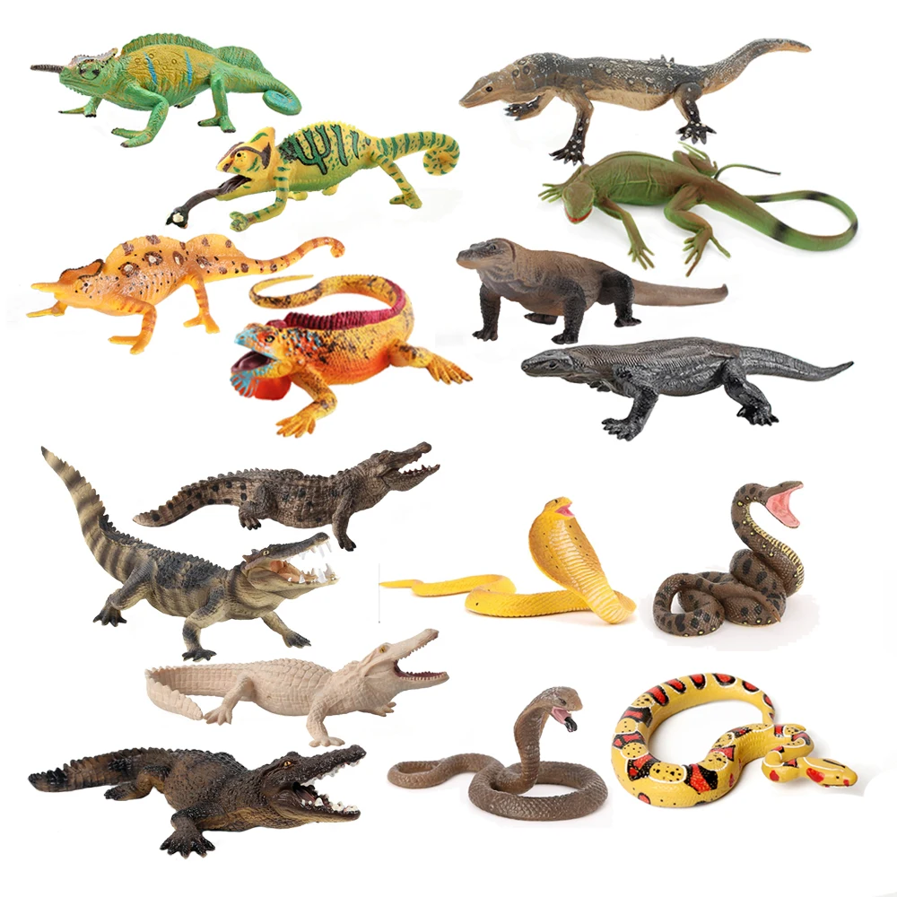 プラスチックカメレオンモデルおもちゃイグアナワニ置物トカゲモ - Kids Toys Under 1 Year のレビューと価格