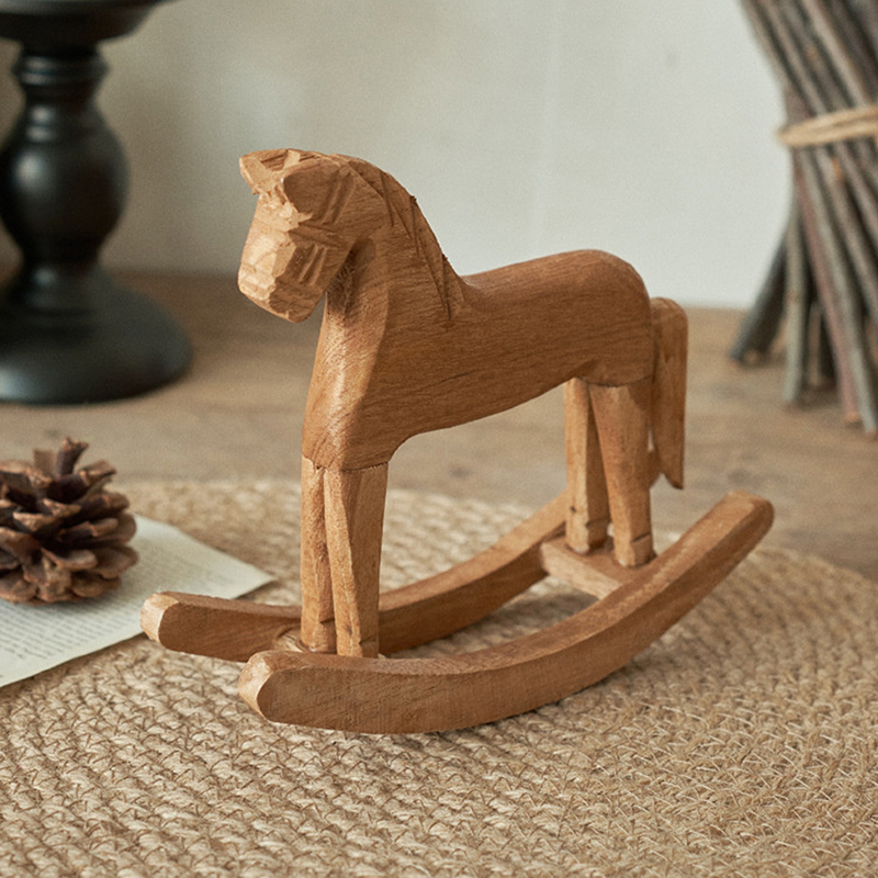 木製工芸品ロッキングホース像バランスアート置物家の装飾子供の - Kids Toys Horse のレビューと価格